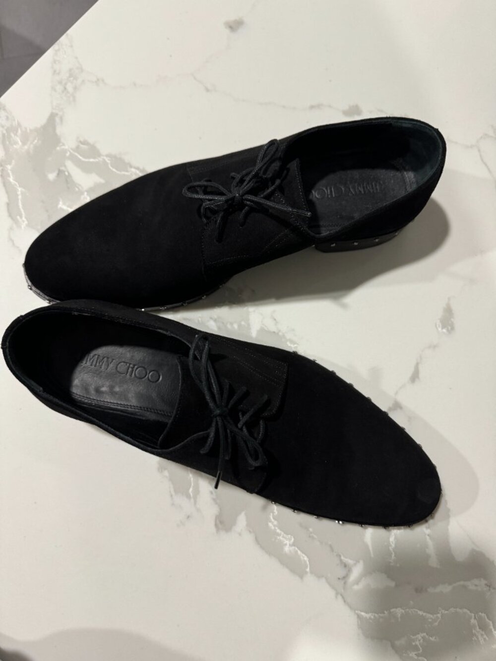 JIMMY CHOO Mens Axel Black Suede Studded Oxfords Size EU 44/ US 11 - Picture 17 of 17